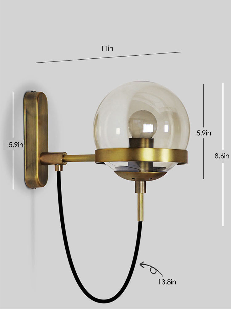 Globe Aura Brass Wall Light