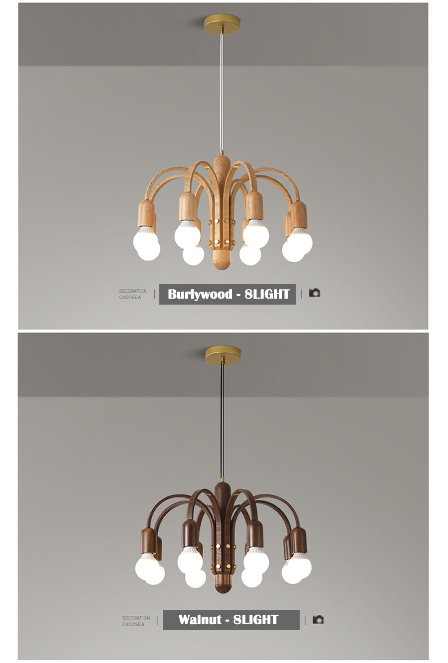 Wooden Arc Chandelier